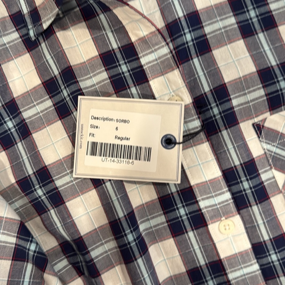 Untuck it Blue and White Button Down Shirt Classic Plaid Design - Picture 3 of 4